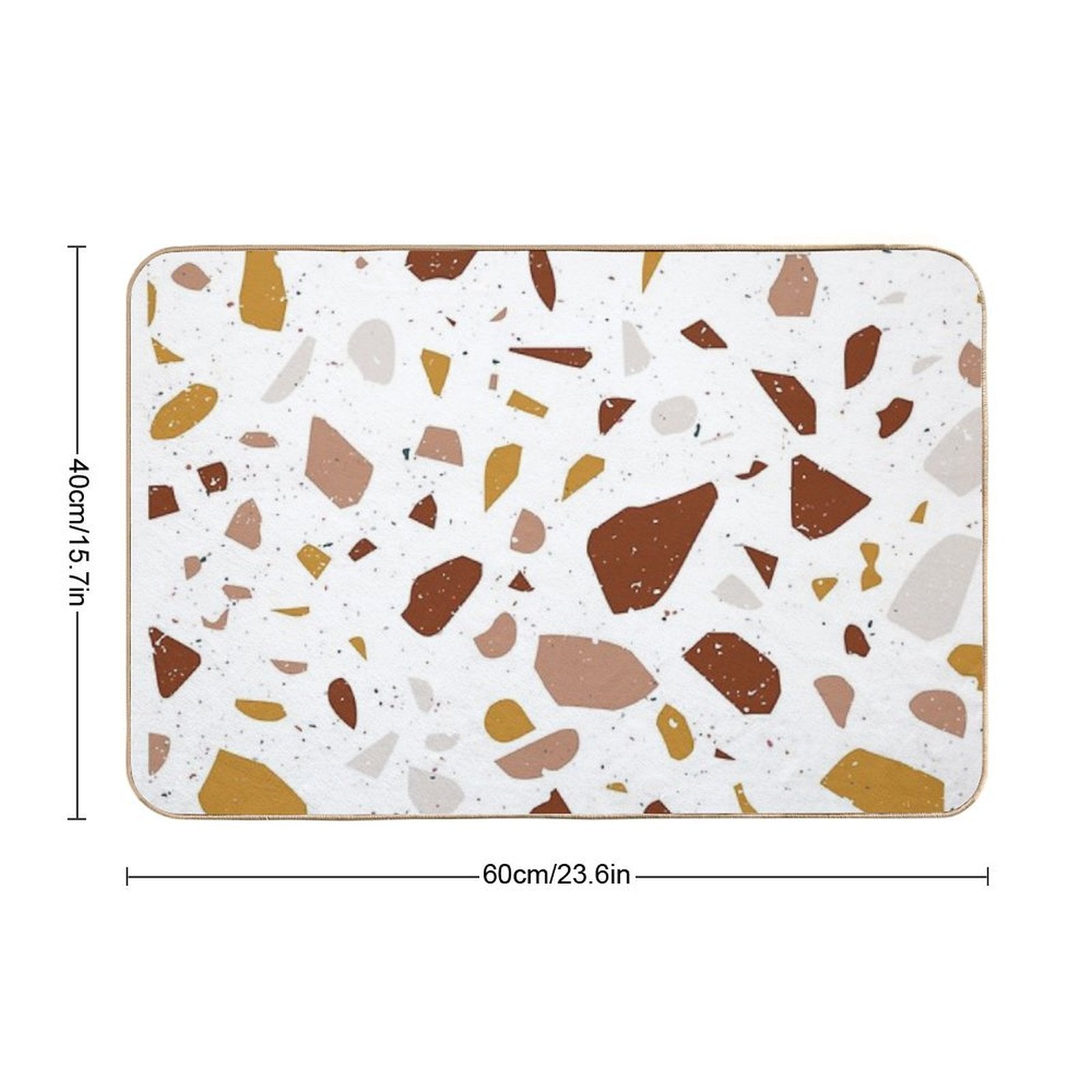 Terrazzo Stone Pattern (Terracotta + Mustard)  Slip-Resistant Bath Mat