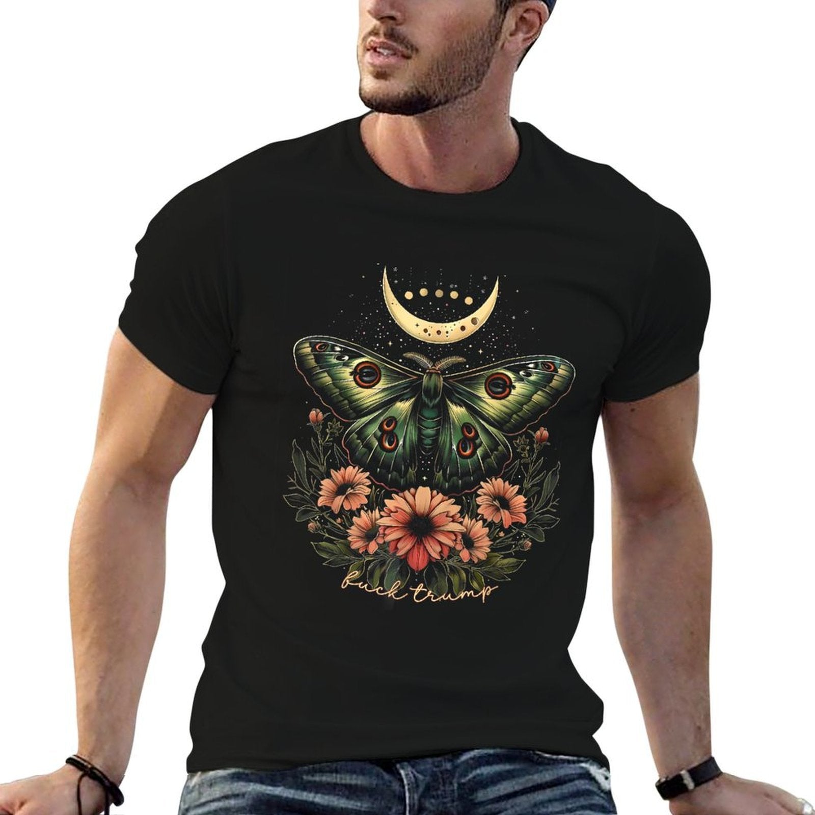 Celestial Luna Moth Subtle Anti Trump  Fade-proof Color T-Shirt