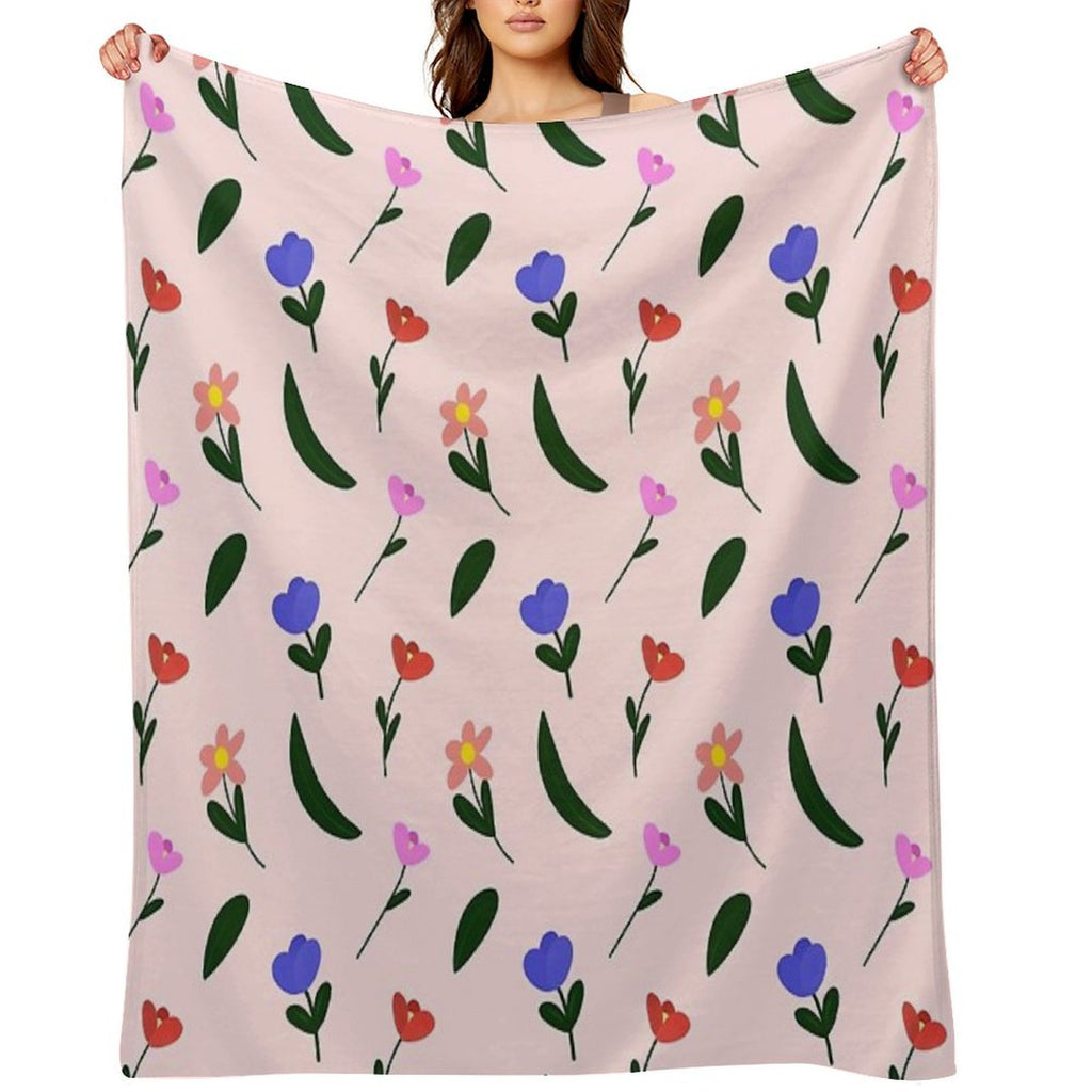 Pastel Flower Plush Throw Blanket
