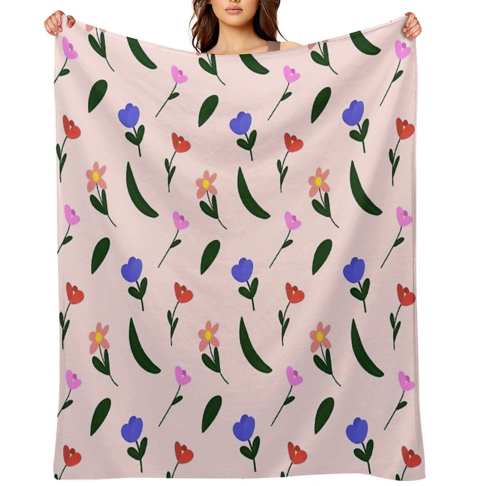 Pastel Flower Plush Throw Blanket
