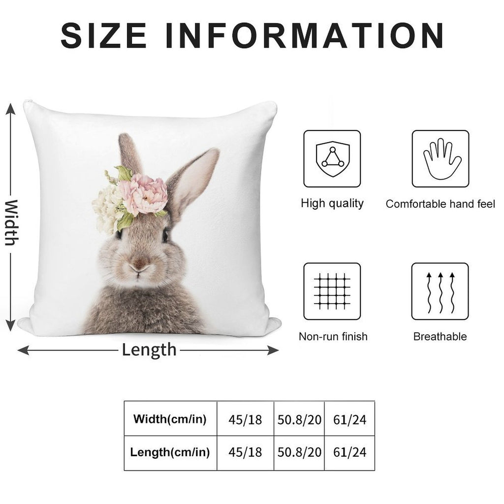 Peek-a-boo Floral Bunny Soft High-Density Material Throw Pillow