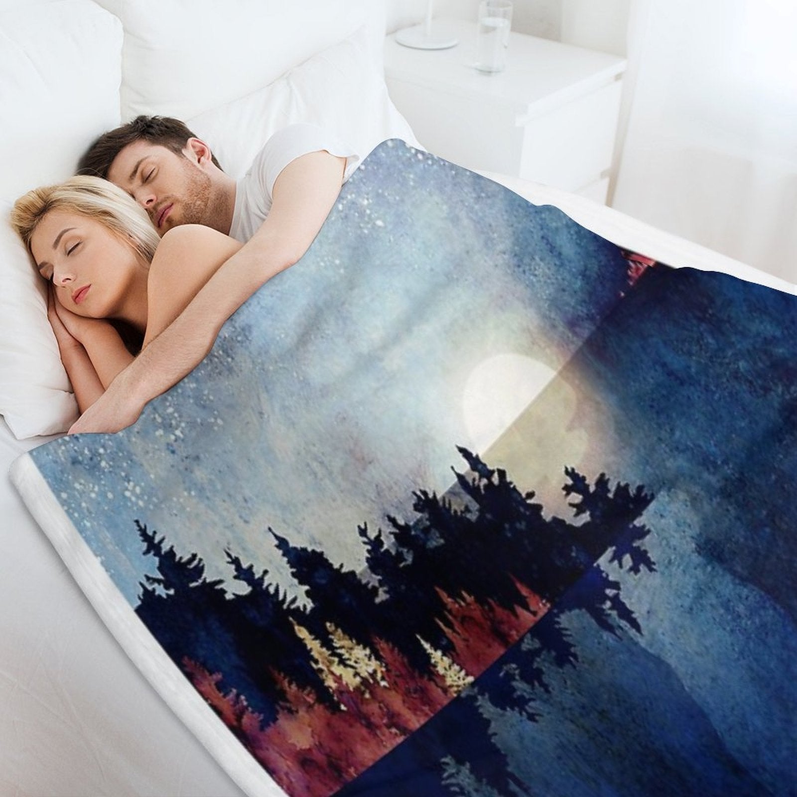 Autumn Moon Reflection Eco-conscious Throw Blanket