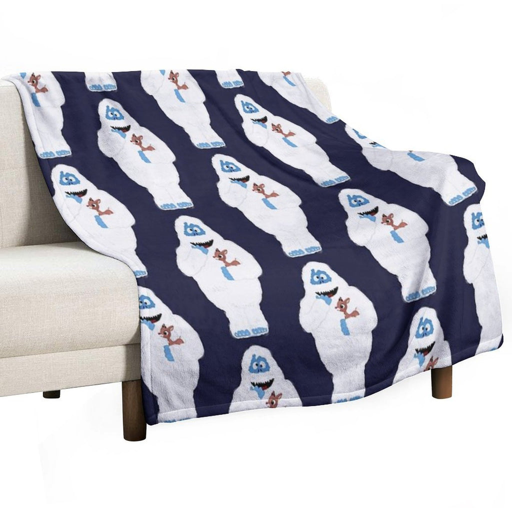 Classic Christmas Abominable Snowman with Rudolph © GraphicLoveShop Eco-conscious Throw Blanket