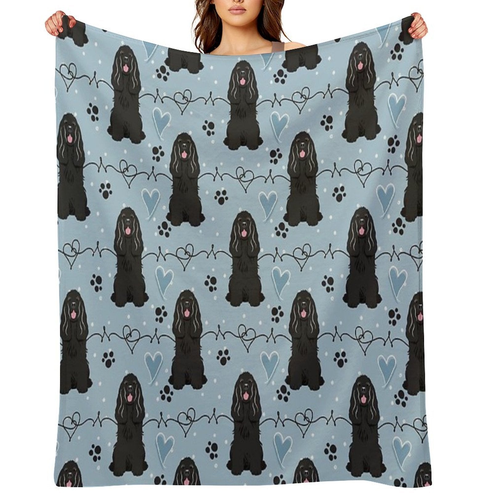 Love Black Cocker Spaniel Wrinkle-free Throw Blanket