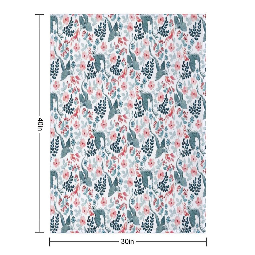 Dragons Pastel Floral Comfort Throw Blanket
