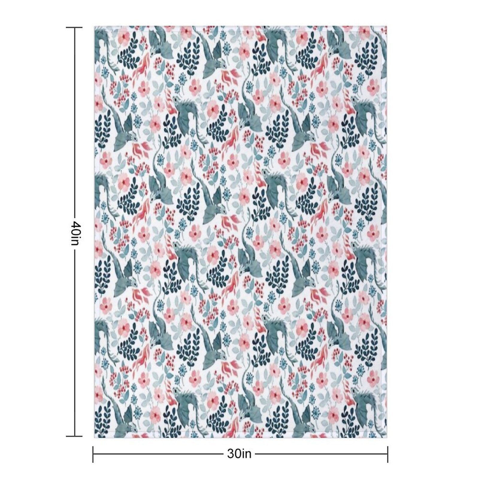 Dragons Pastel Floral Comfort Throw Blanket