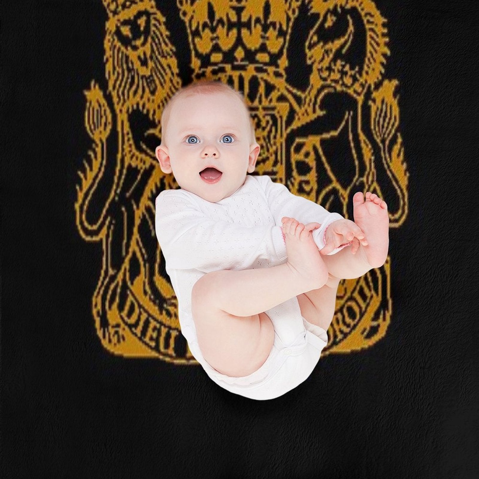 Elizabeth II Royal Coat of Arms Emblem Wrinkle-free Throw Blanket