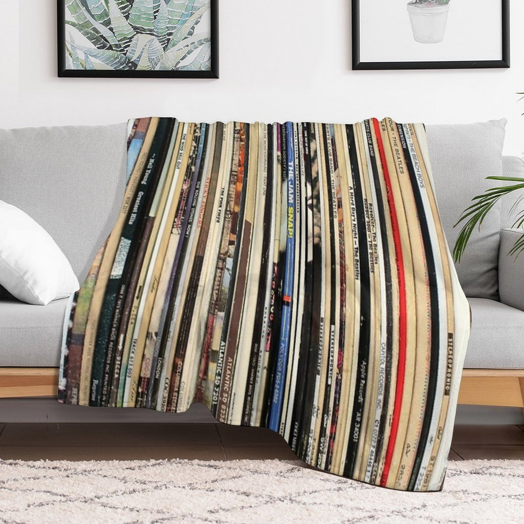 Classic Rock Vinyl Records Travel-friendly Throw Blanket