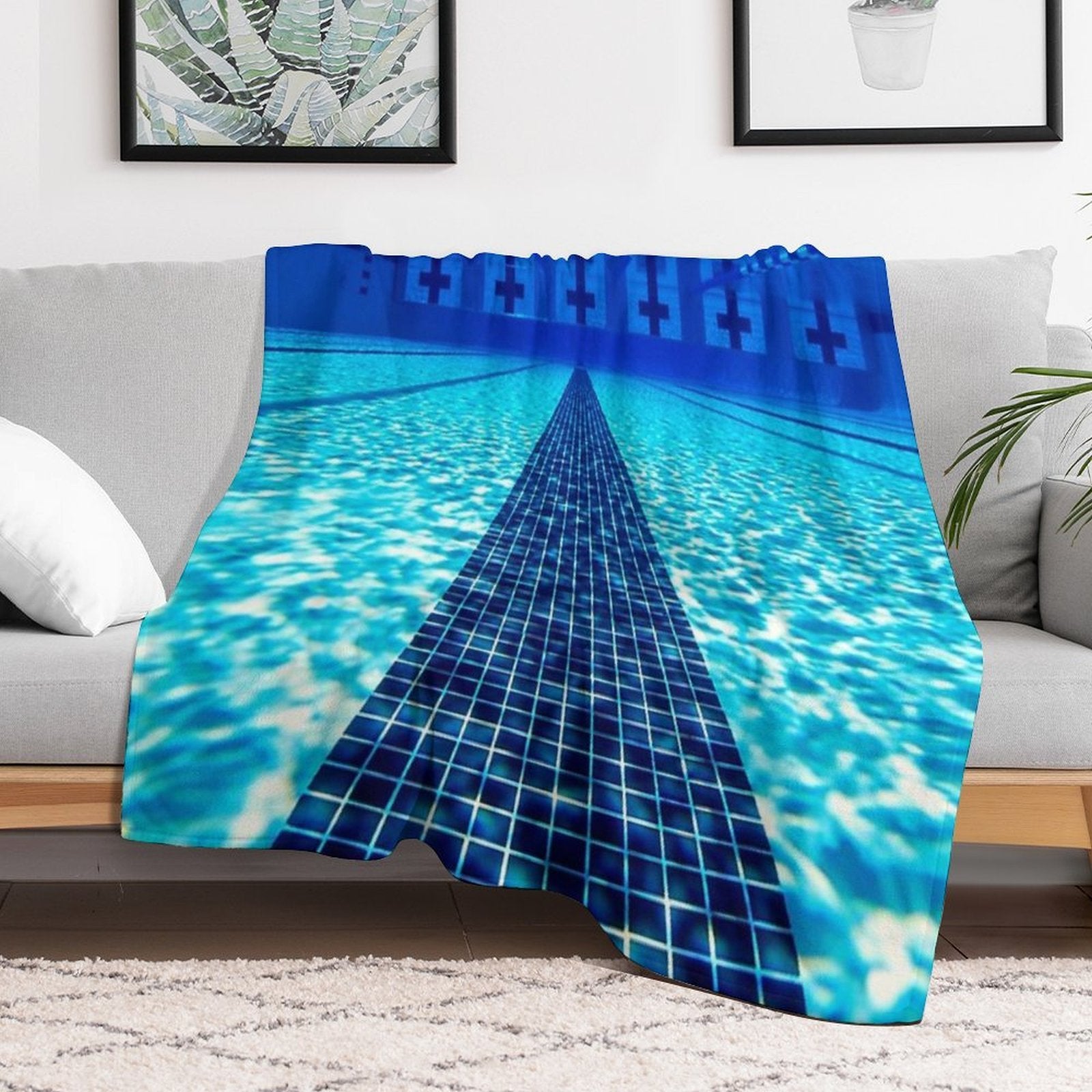 Beautiful Underwater Pool View - Swimming Pool Photography Premium Throw Blanket