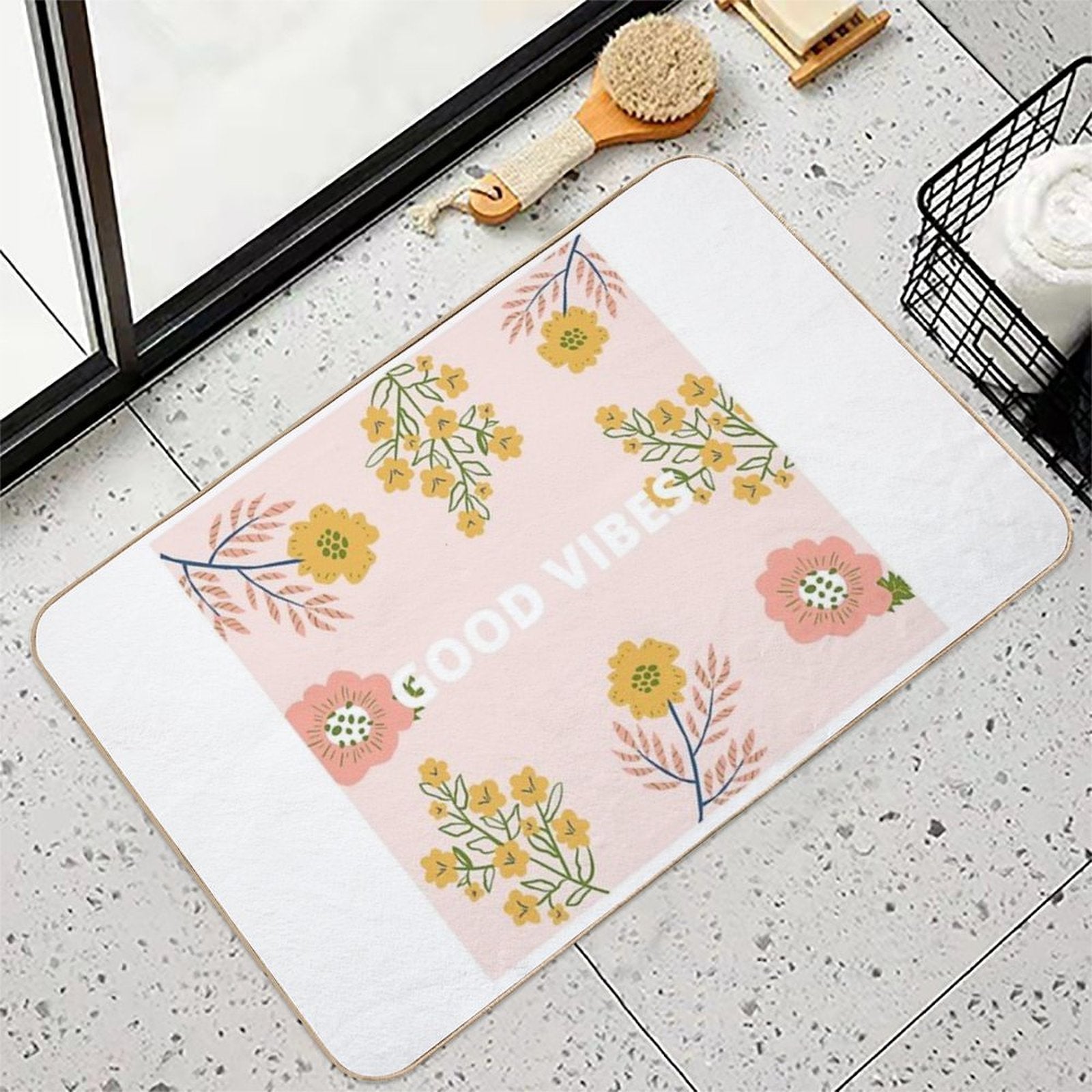 Pink Good Vibes  Absorbent Bath Mat