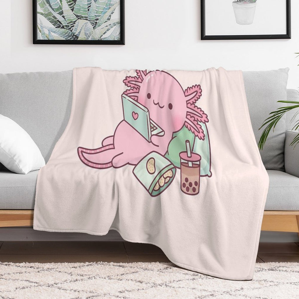 Cute Chilling Axolotl Versatility Throw Blanket