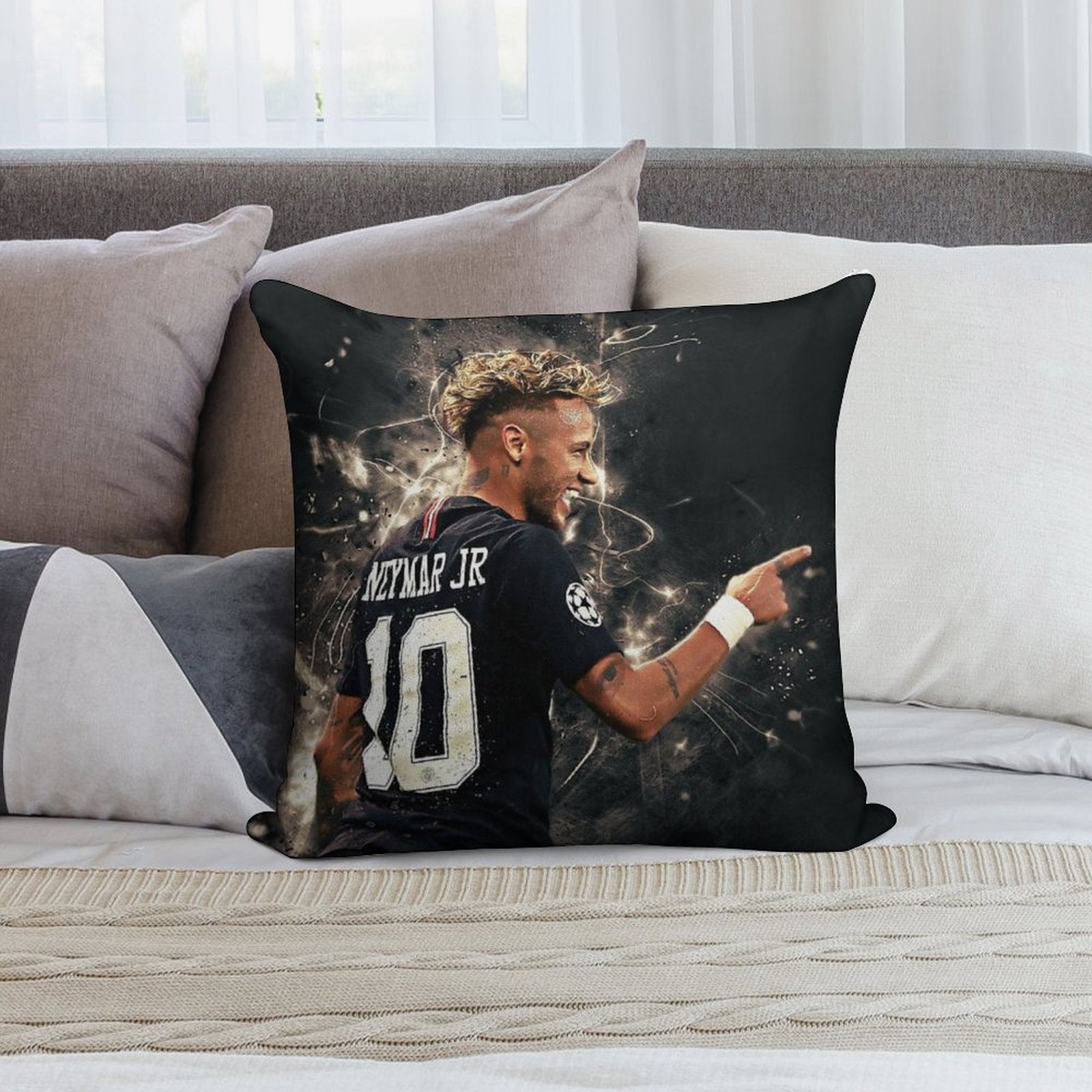 Neymar  #111 Soft Bedroom Essential Throw Pillow