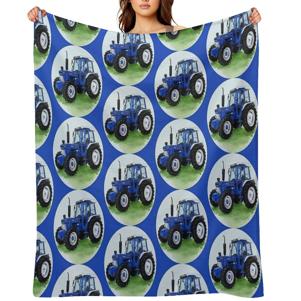 Blue Classic Tractor (blue Background) Wrinkle-free Throw Blanket