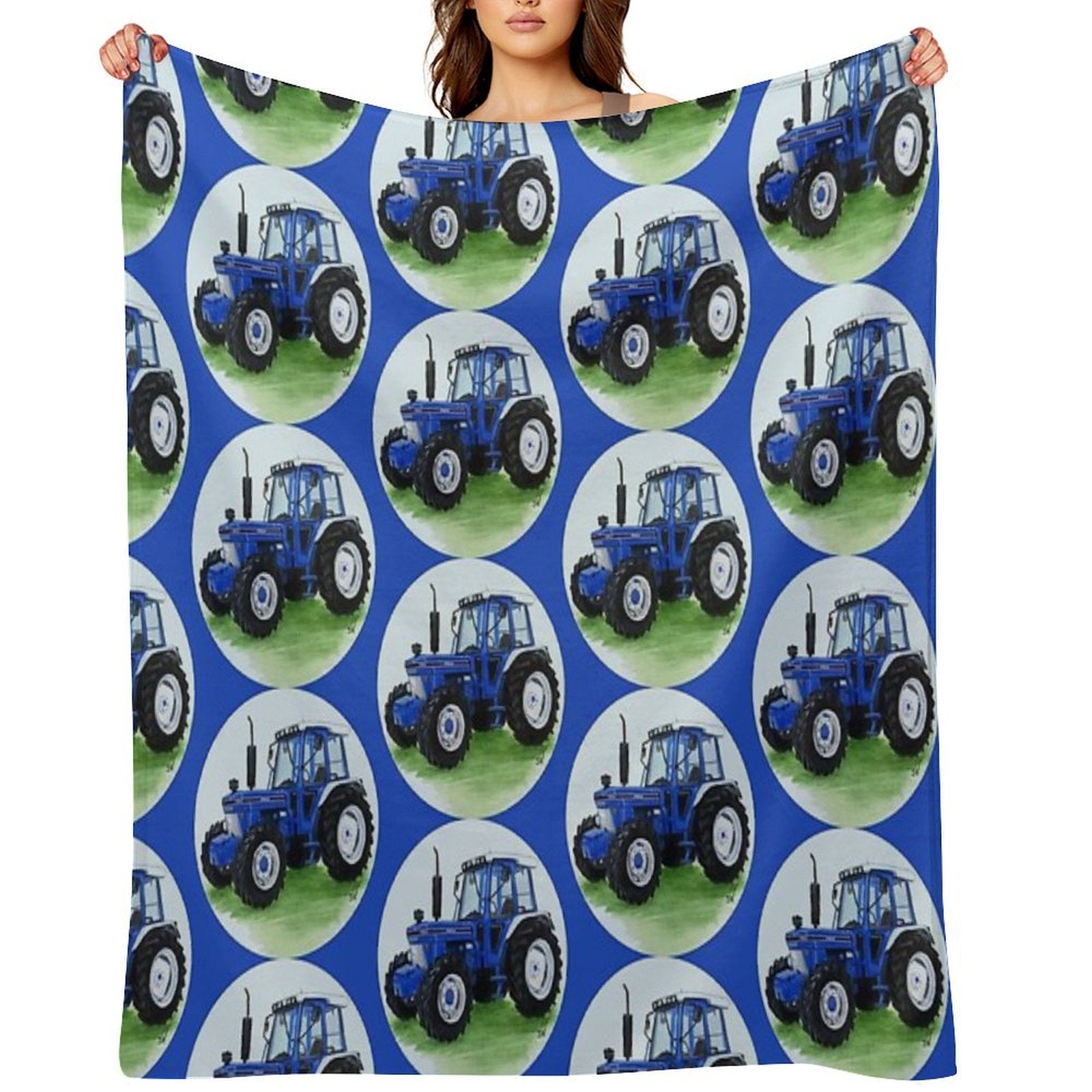 Blue Classic Tractor (blue Background) Wrinkle-free Throw Blanket