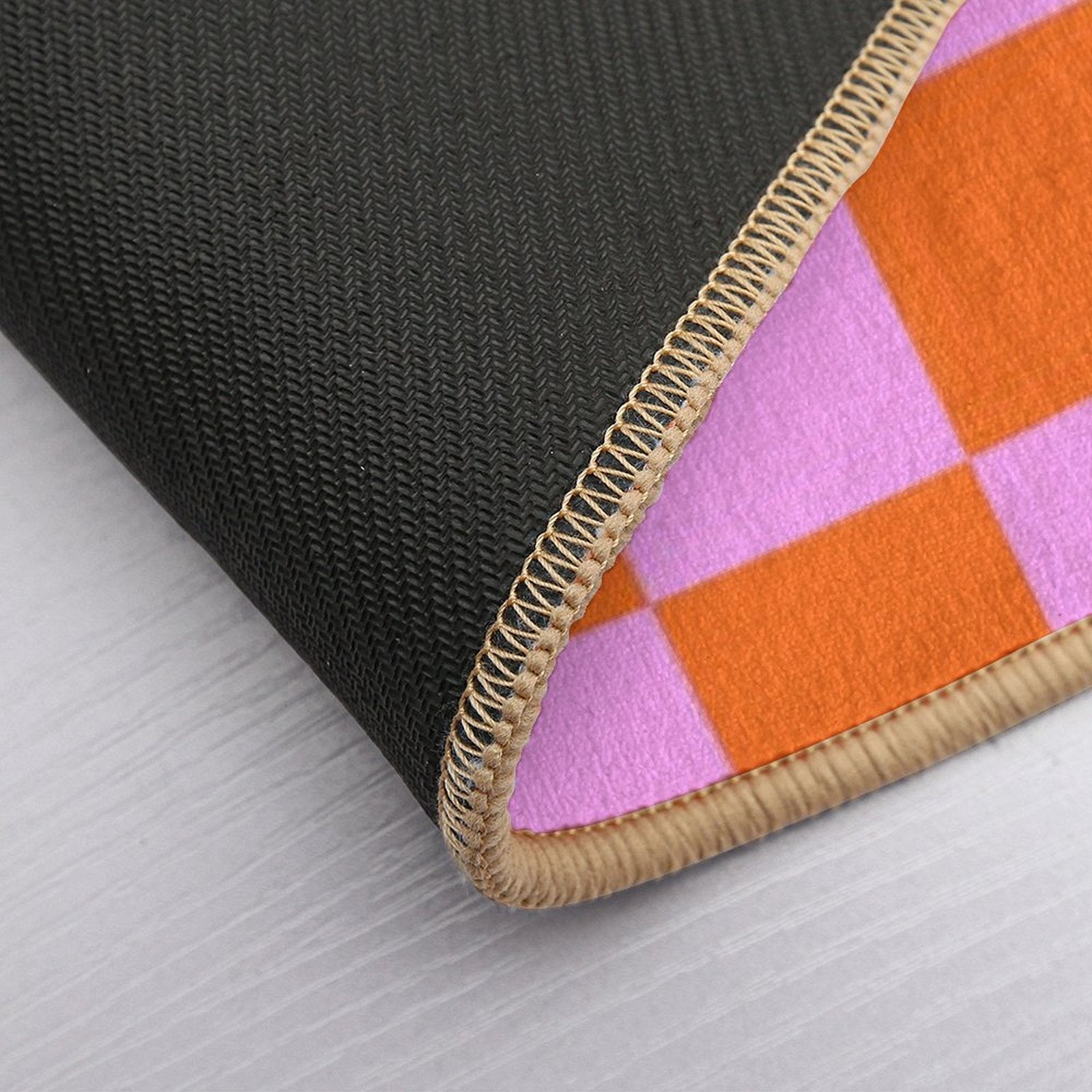 Checkerboard Retro Check Geometric Checked Pattern in Bright Orange Red And Pink  Long-Lasting Bath Mat