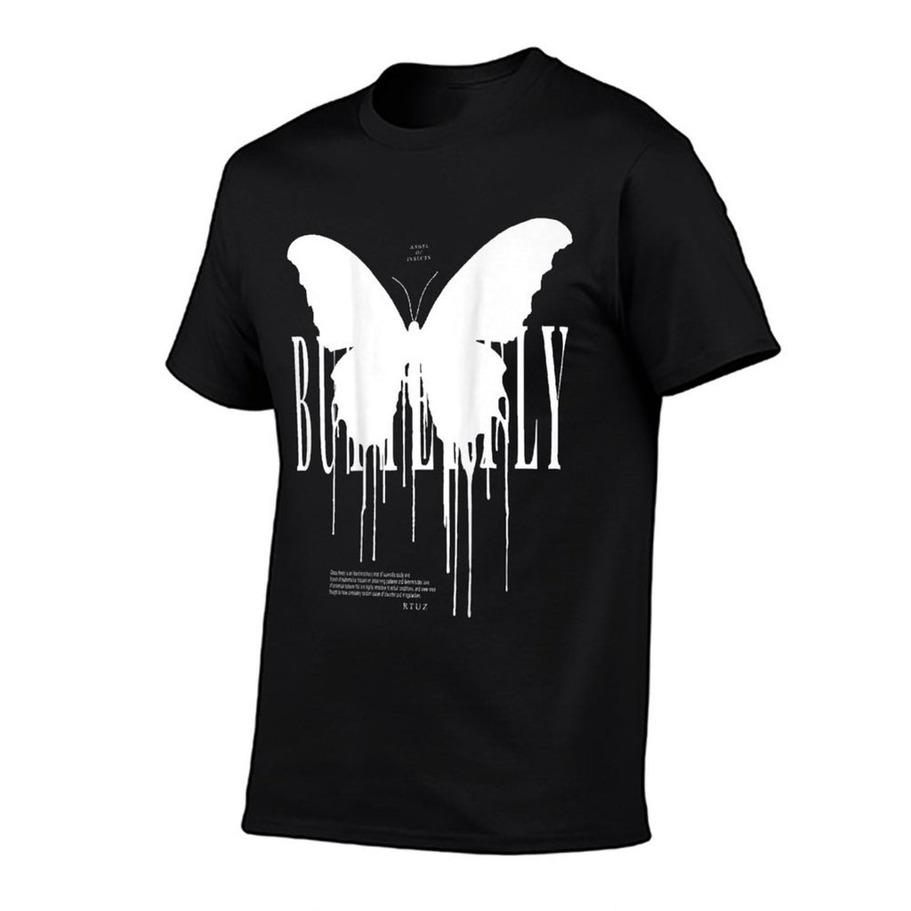 Back Print Streetwear Hip Hop Retro Vintage Moth Butterfly  Polyester Blend T-Shirt