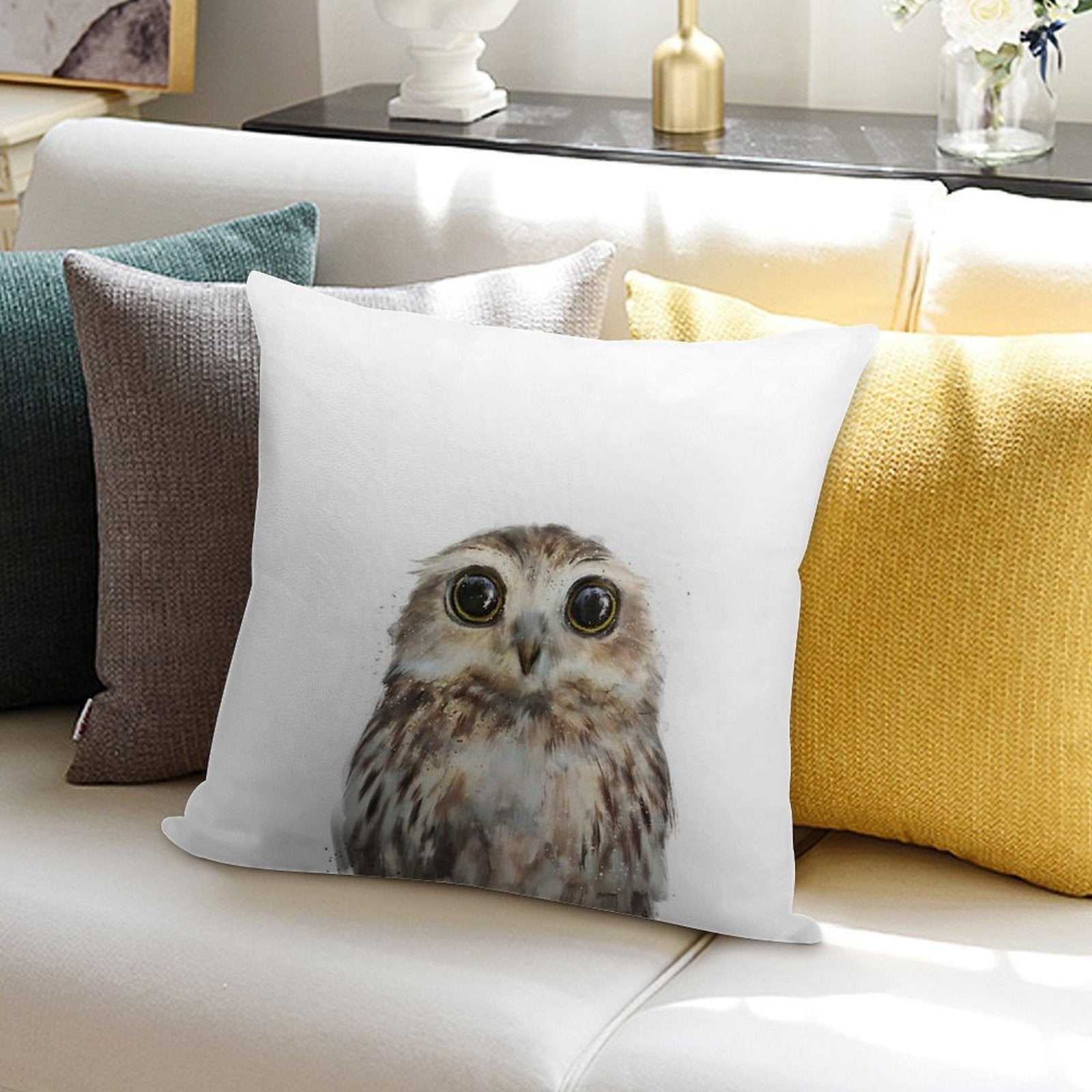 Little Owl Soft Washable Throw Pillow