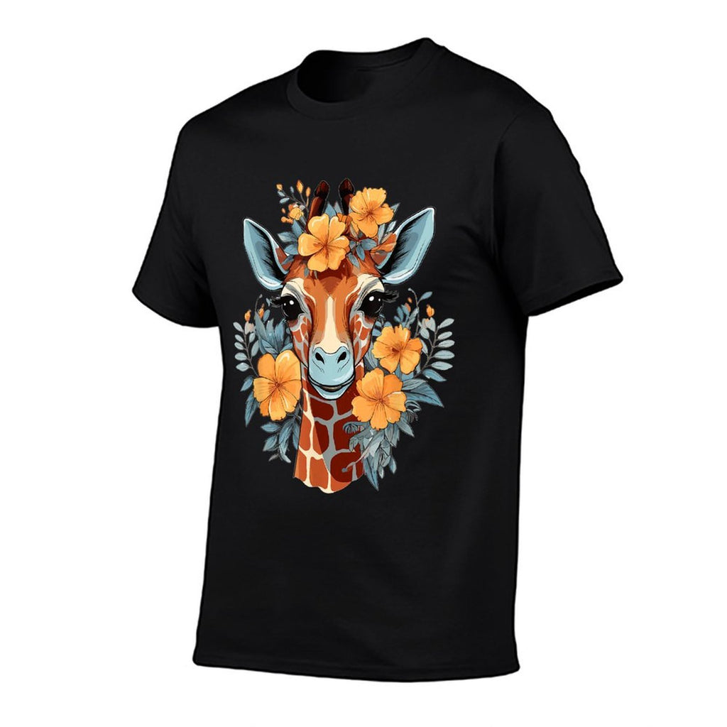 Colorful Giraffe With Flower I Giraffe  Odor-resistant T-Shirt