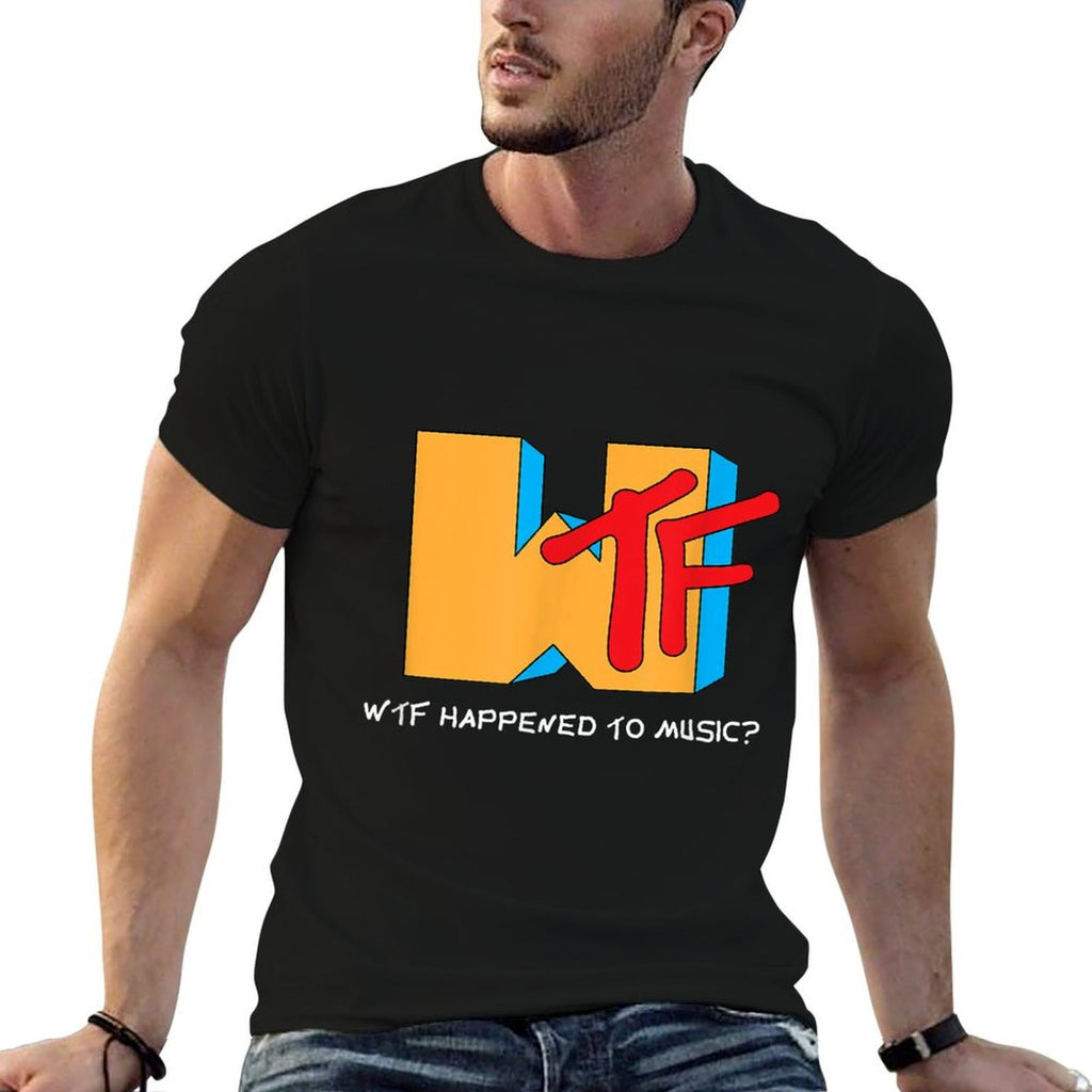 WTF Happened to Music TV Ruined It! - Funny Musician  Heathered Texture T-Shirt
