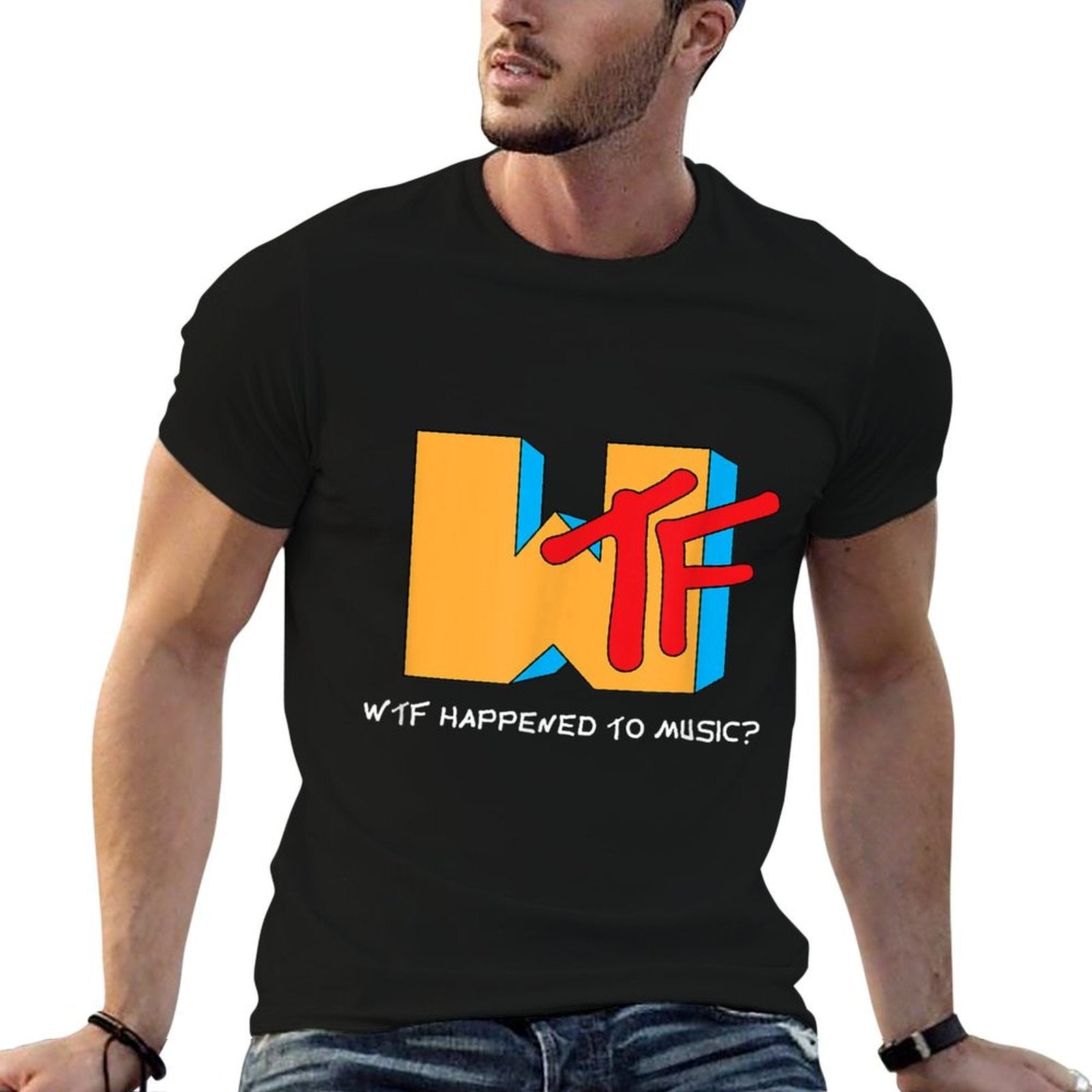 WTF Happened to Music TV Ruined It! - Funny Musician  Heathered Texture T-Shirt
