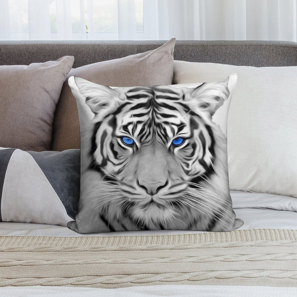 White Tiger with Blue Eyes Soft Style Accent Throw Pillow