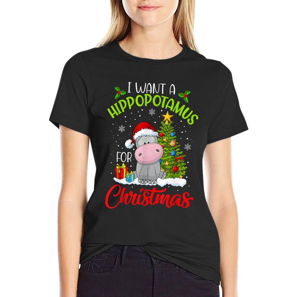 I Want A Hippopotamus for Christmas  Polyester Blend T-Shirt