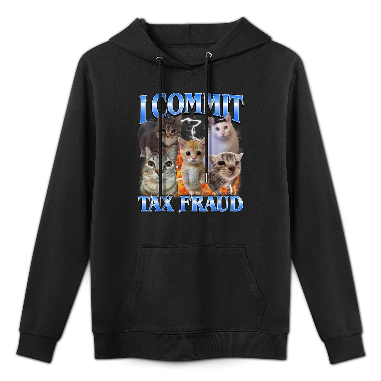 I Commit Tax Fraud Funny Cat Meme Bootleg Graphic Men Women Unisex Design Hoodie