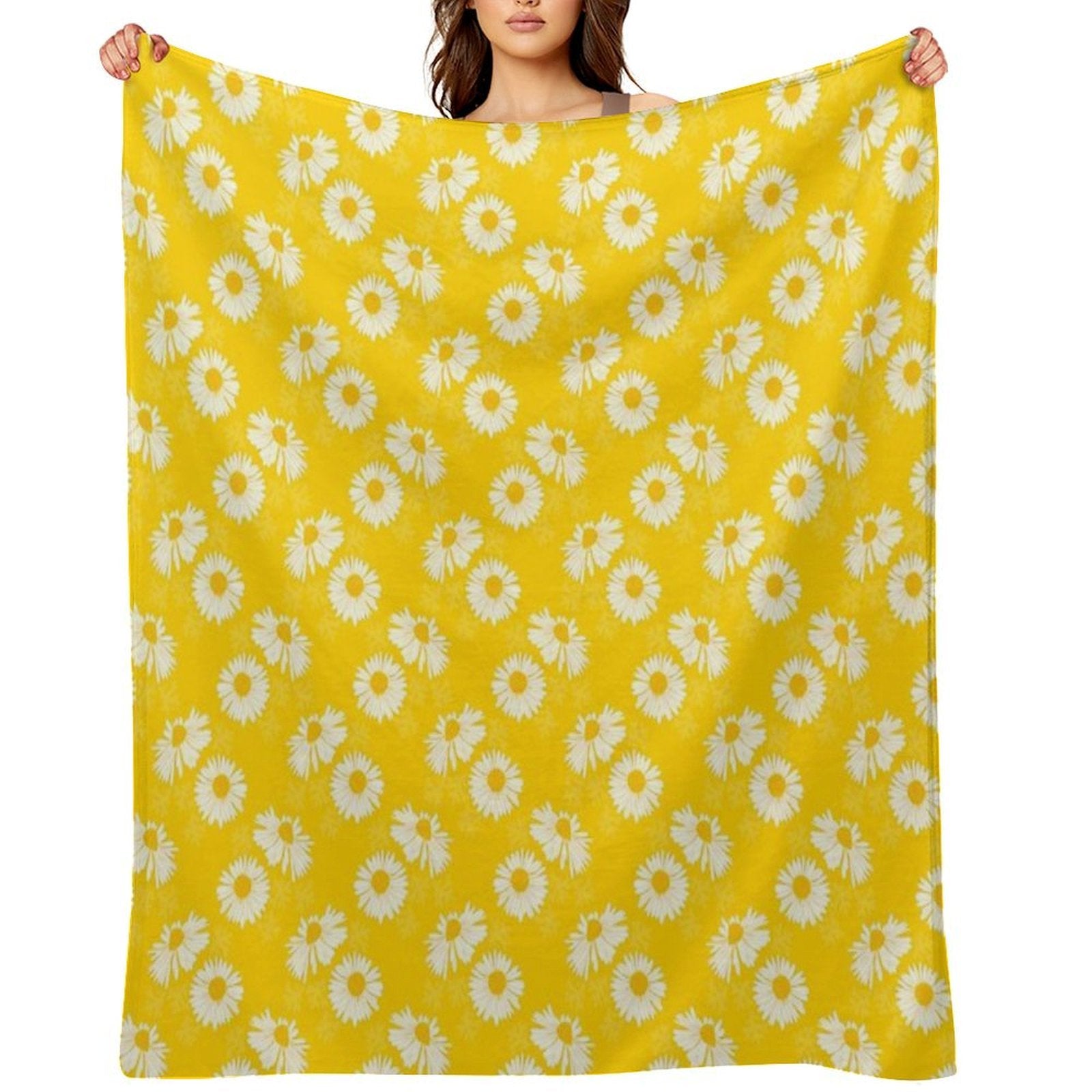 Daisies on A Light Yellow Background Gift-ready Throw Blanket
