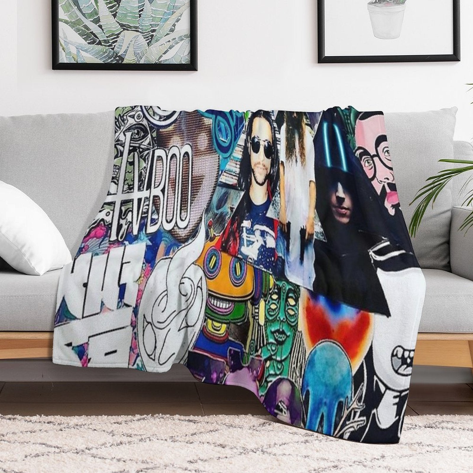 Wakaan Collage Art Plush Throw Blanket
