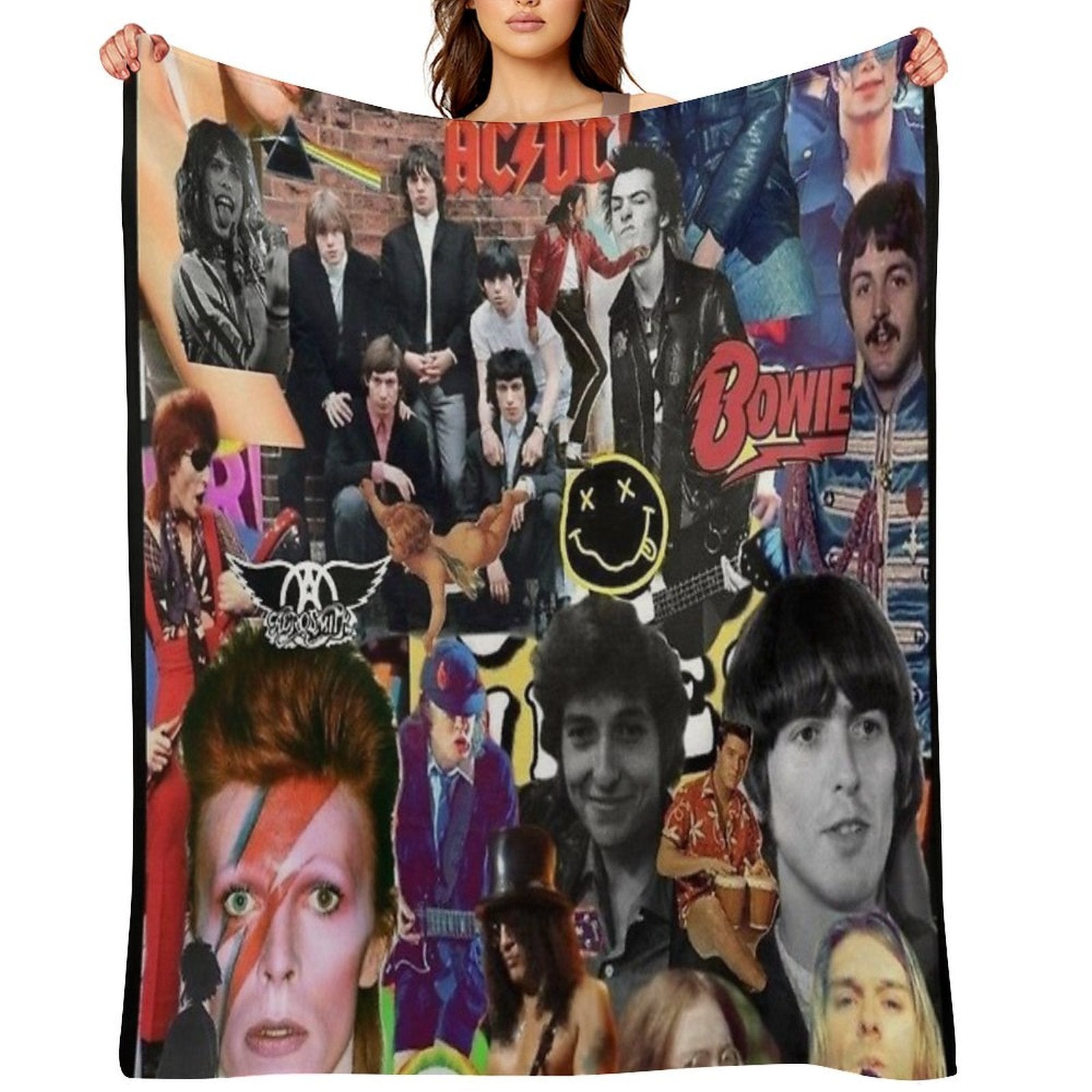 Retro 1990 Rock Band Posters Wrinkle-free Throw Blanket
