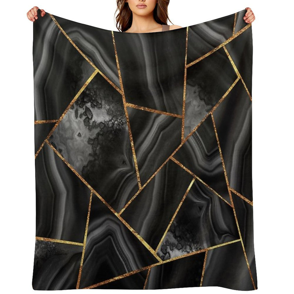 Black Night Agate Gold Geometric Glam #2 #geo #decor #art Comfort Throw Blanket