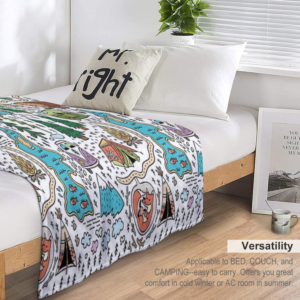 Happy Map Durable Throw Blanket