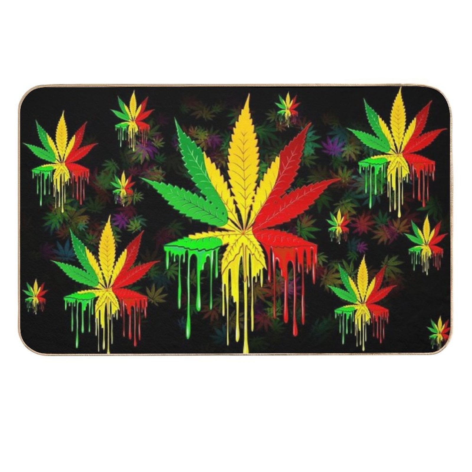 Leaf Rasta Colors Dripping Paint  Long-Lasting Bath Mat