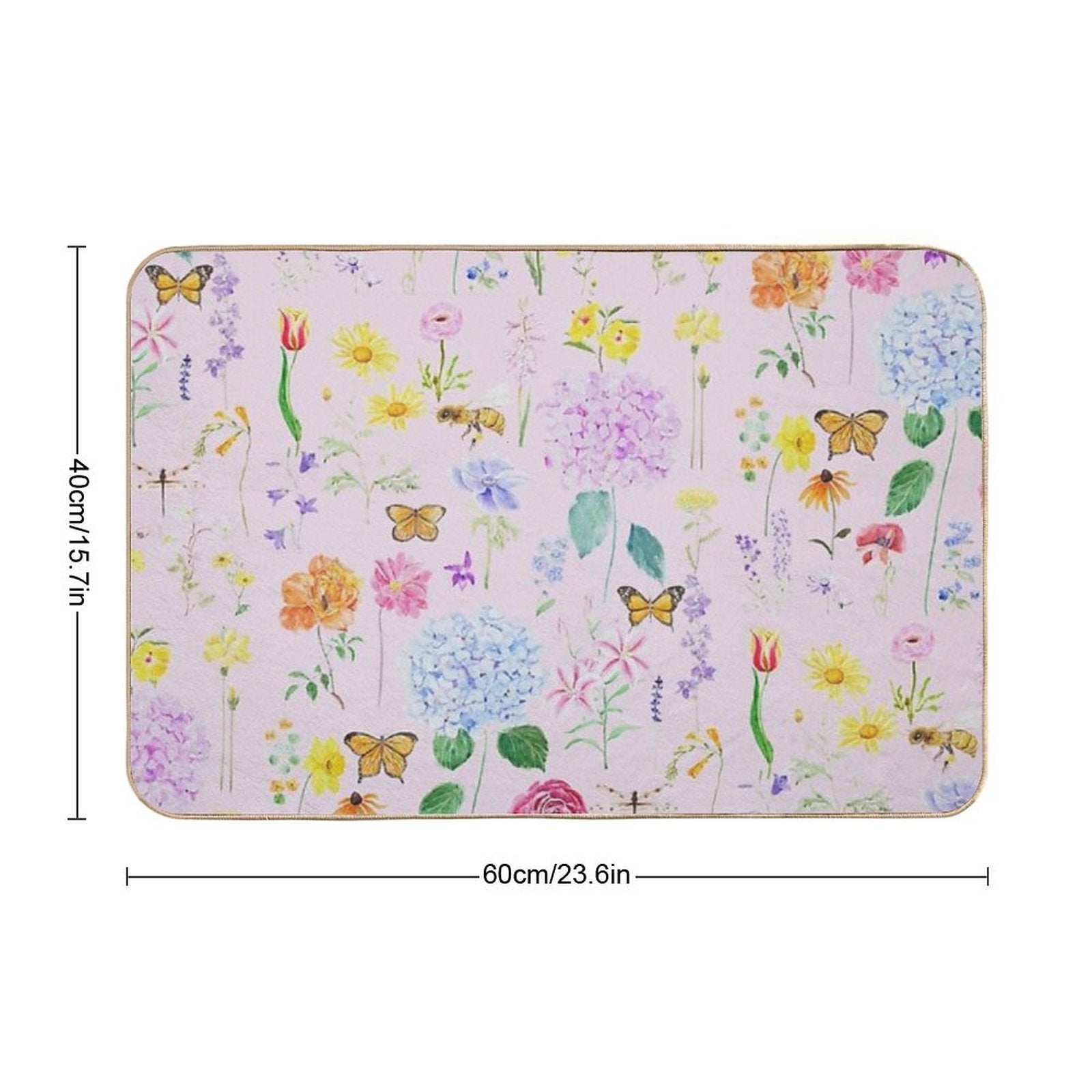 Copy of Summer Garden Flowers  Oil Painting Effect Pink Background  Anti-Trip Bath Mat