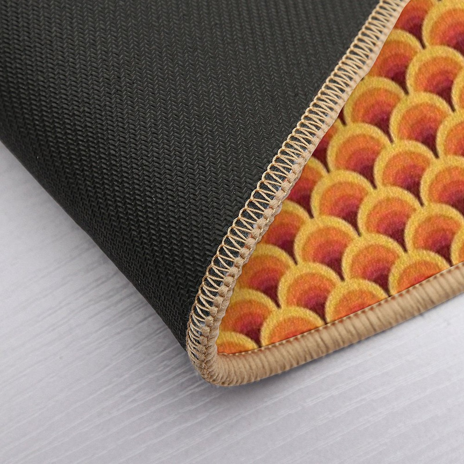 Orange Wave Gradient Retro Pattern  Dirt-Trapping Bath Mat