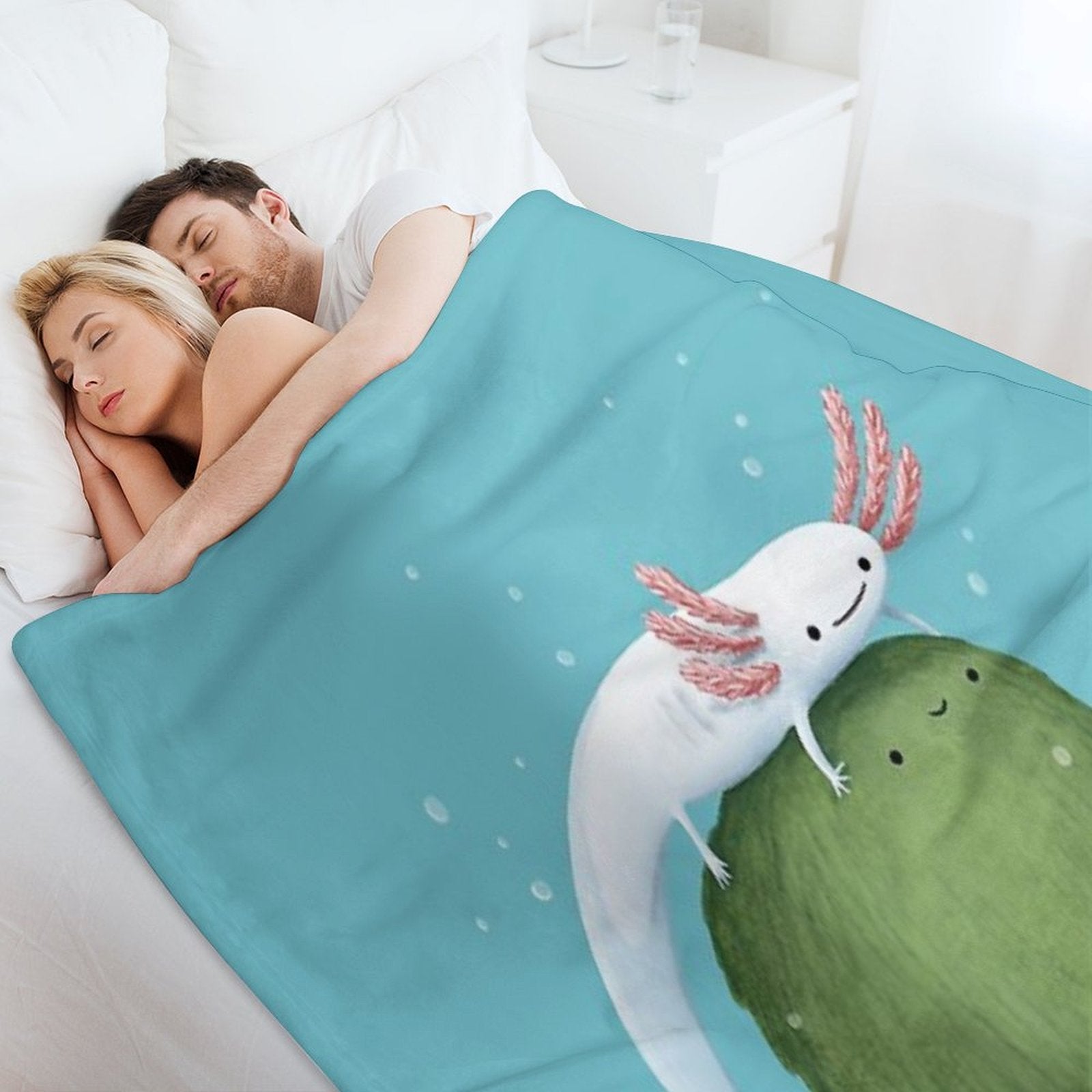 Axolotl on A Mossball Velvety-soft Throw Blanket