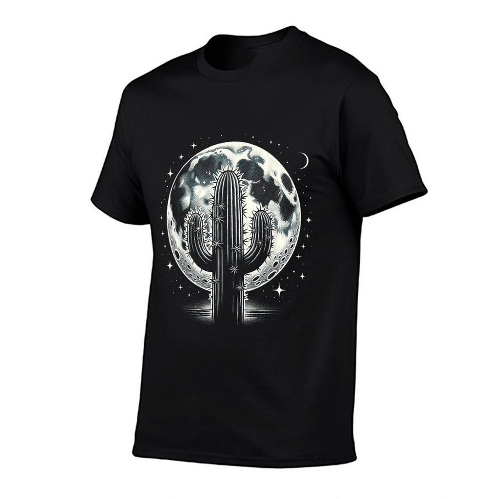 Lunar Cactus Night - Full Moon Desert Landscape  Relaxed-fit T-Shirt