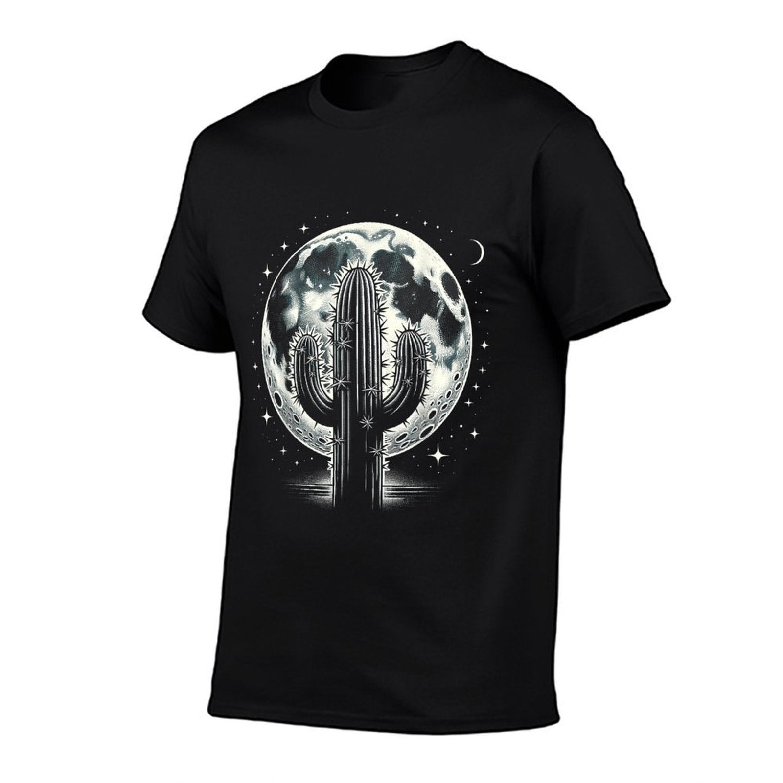 Lunar Cactus Night - Full Moon Desert Landscape  Relaxed-fit T-Shirt