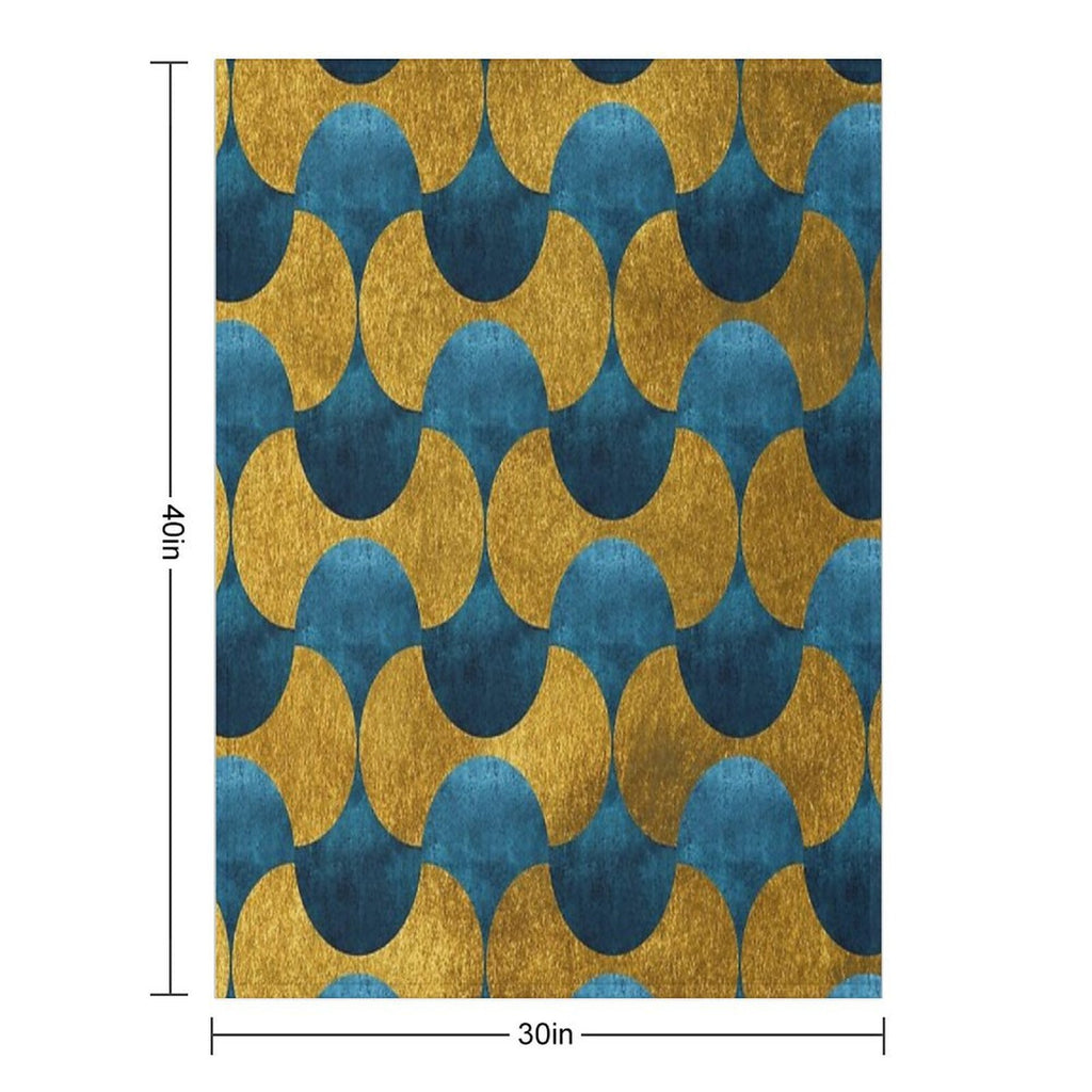 Dubai Nights Gold And Teal Pattern Sustainable Throw Blanket