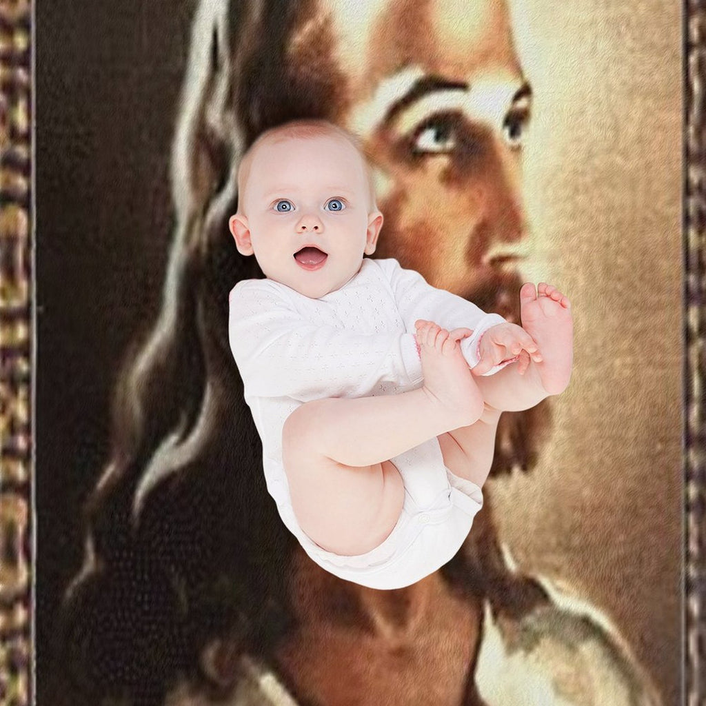 WARNER SALLMAN'S JESUS FRAMED Sustainable Throw Blanket