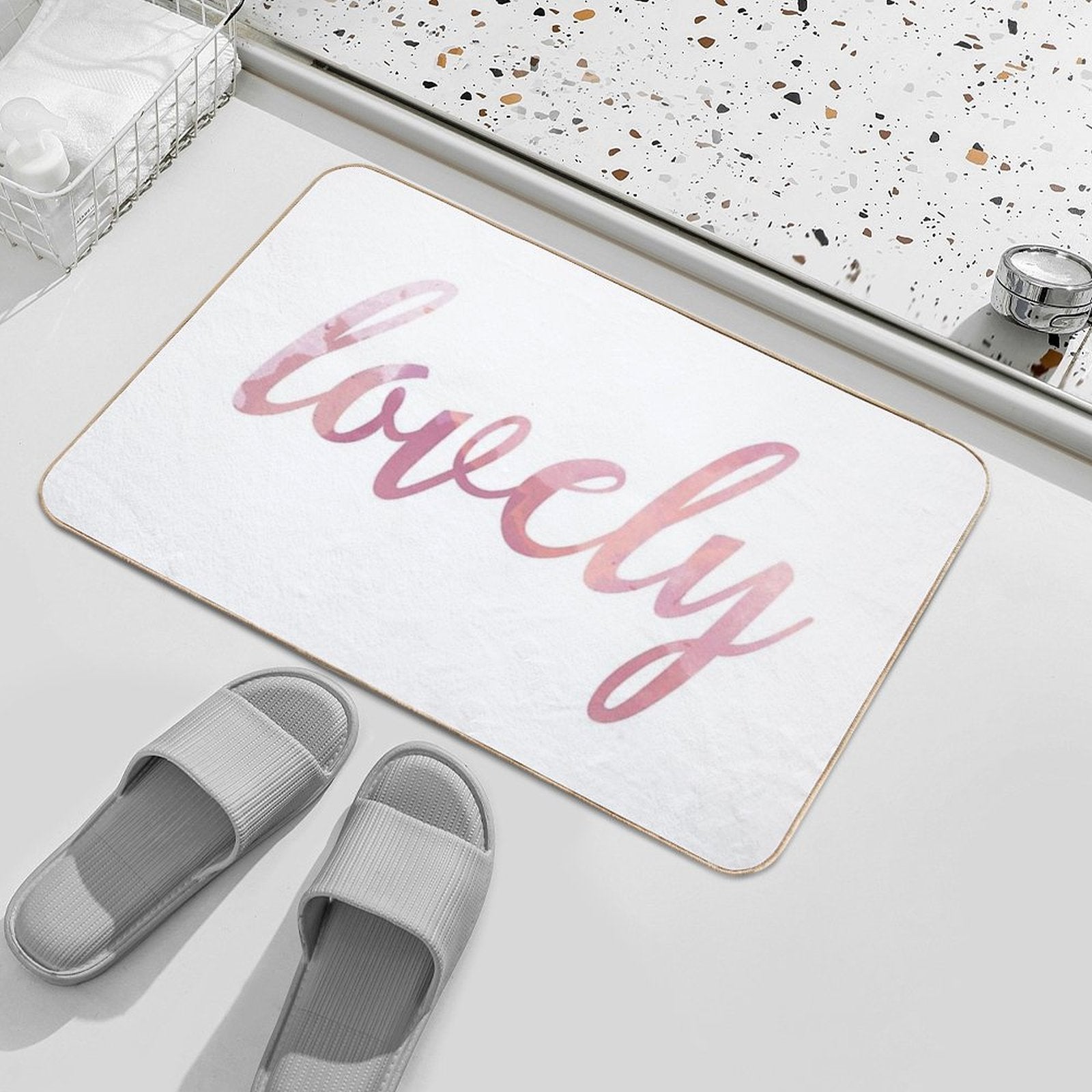 Lovely in Pink Watercolor  Eco-Friendly Bath Mat
