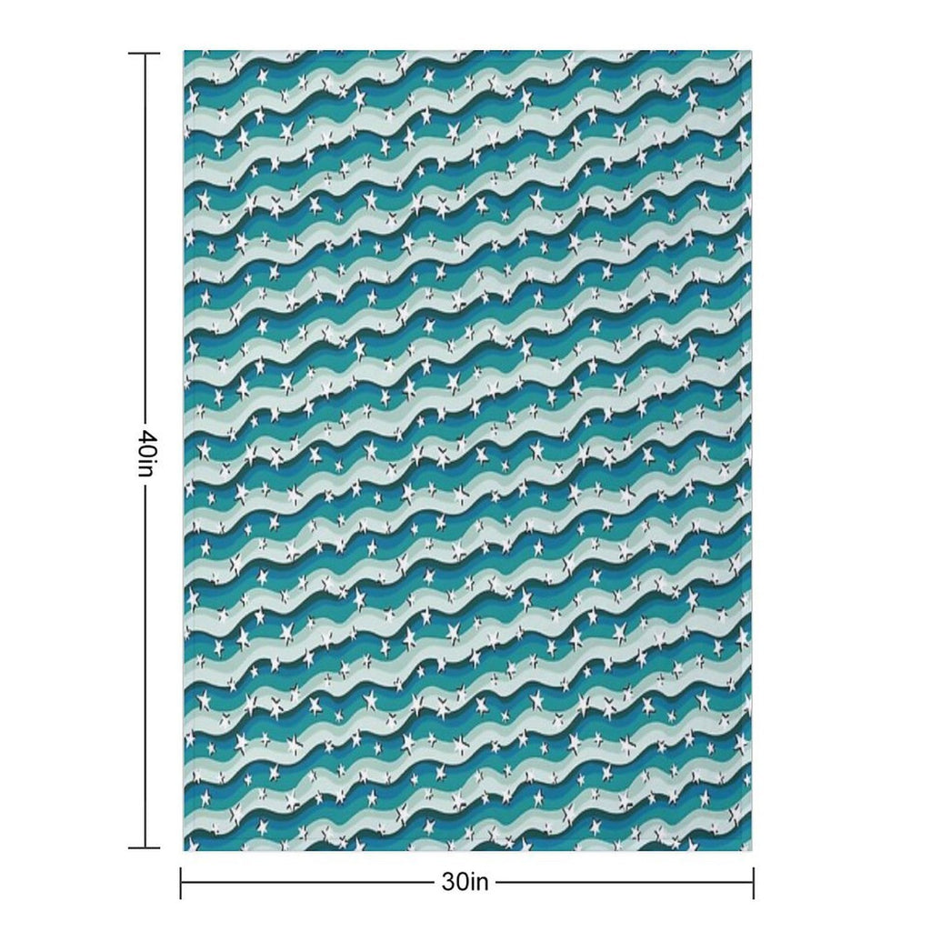 Copy of Stars And Stripes Teal Blue Fun Colourful Pattern Quick-dry Throw Blanket