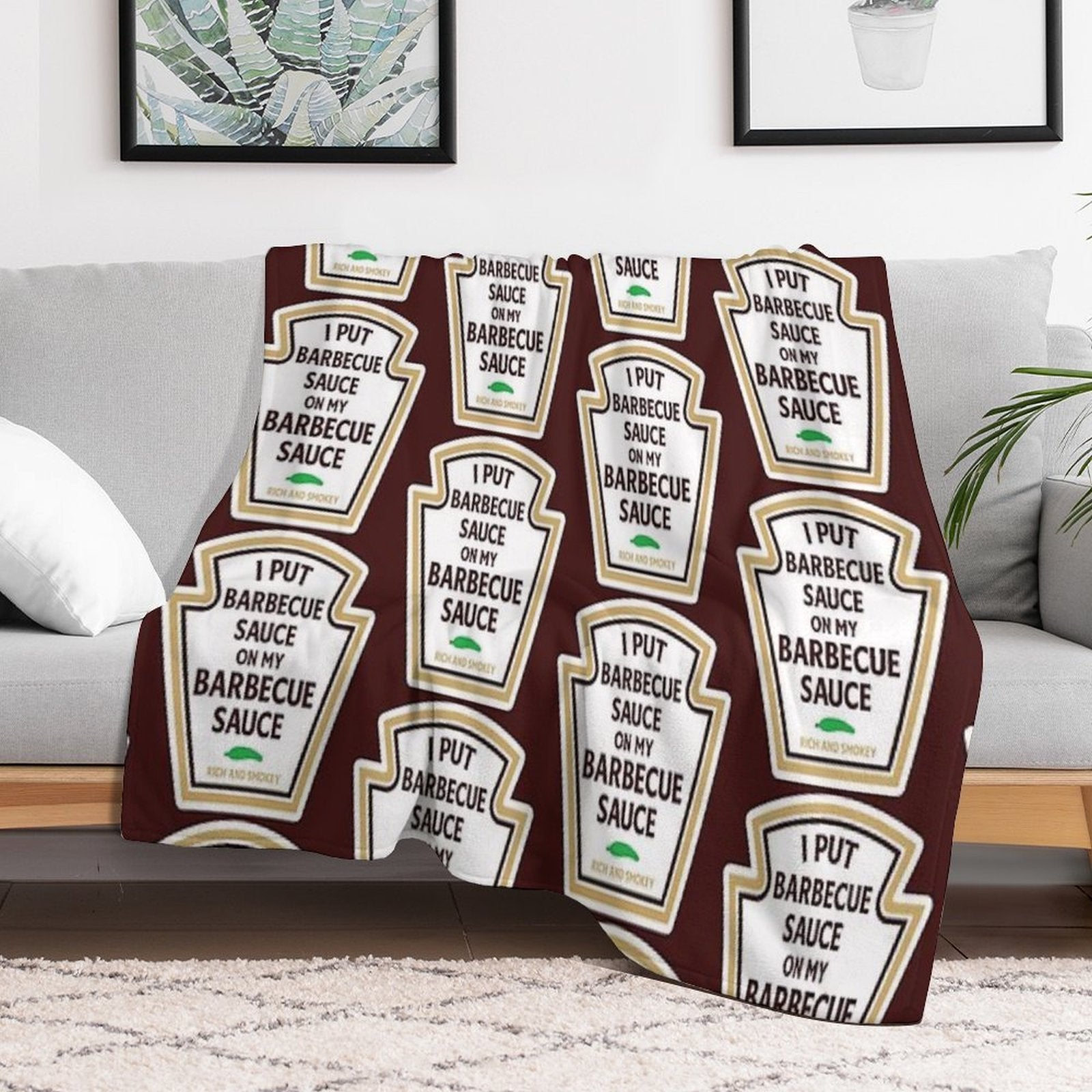 I Put Barbecue Sauce on My Bbq Sauce Machine-washable Throw Blanket