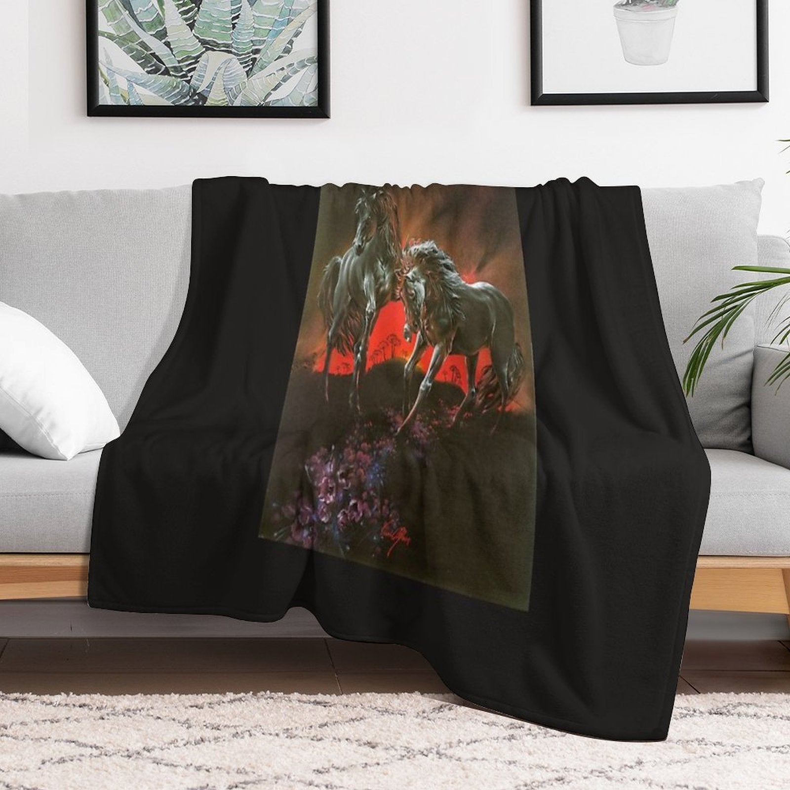 Dark Horses Durable Throw Blanket
