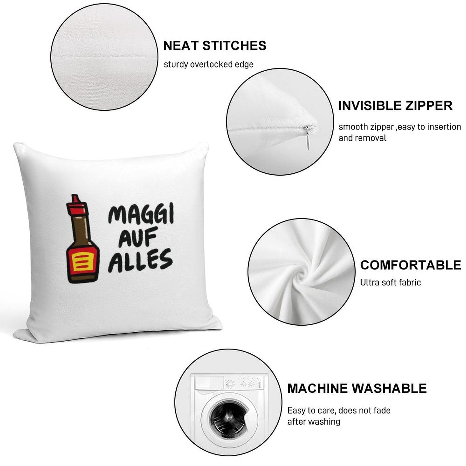 Maggi Auf Alles (Deutsch) Soft Bedroom Essential Throw Pillow
