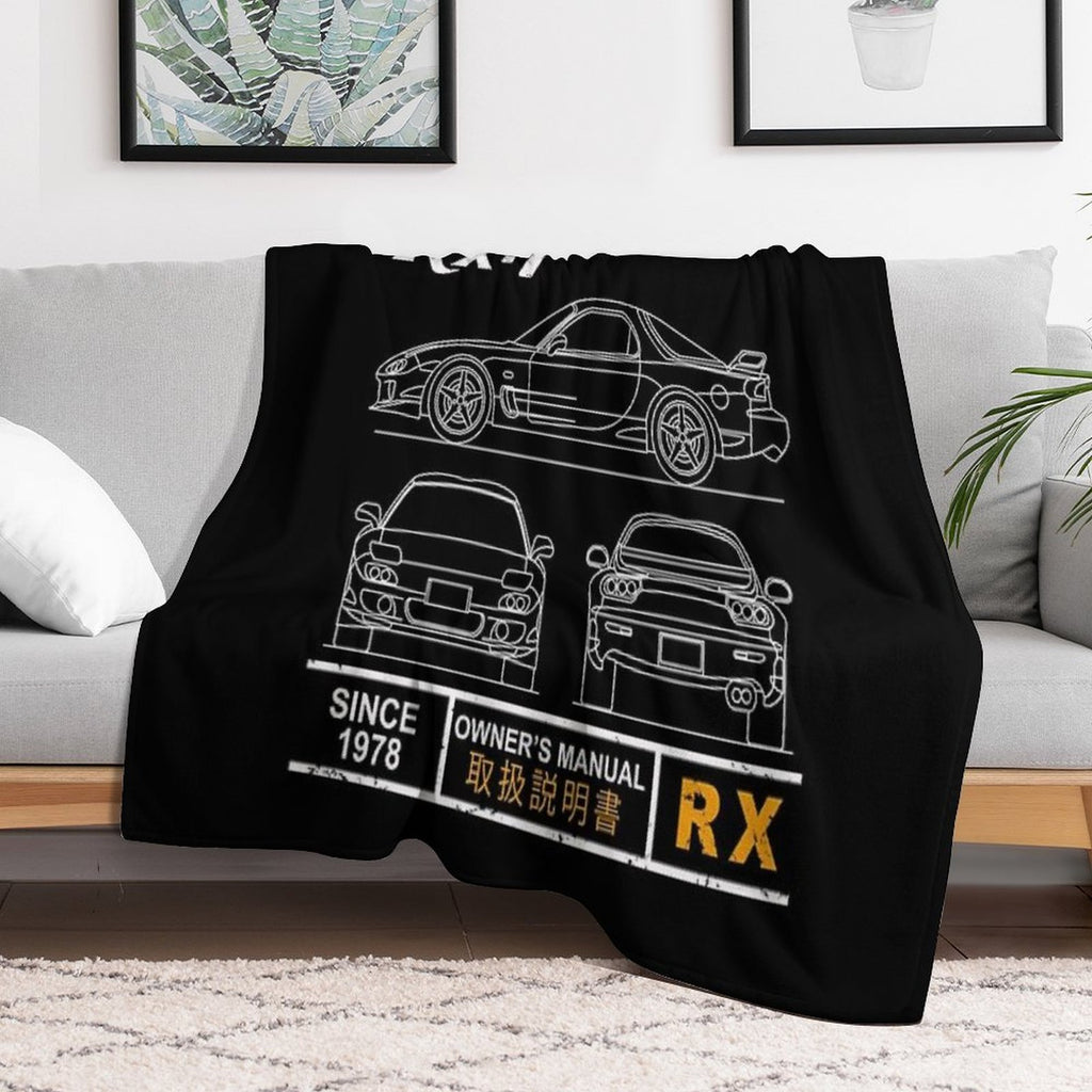 Blueprint of The RX7 Machine-washable Throw Blanket