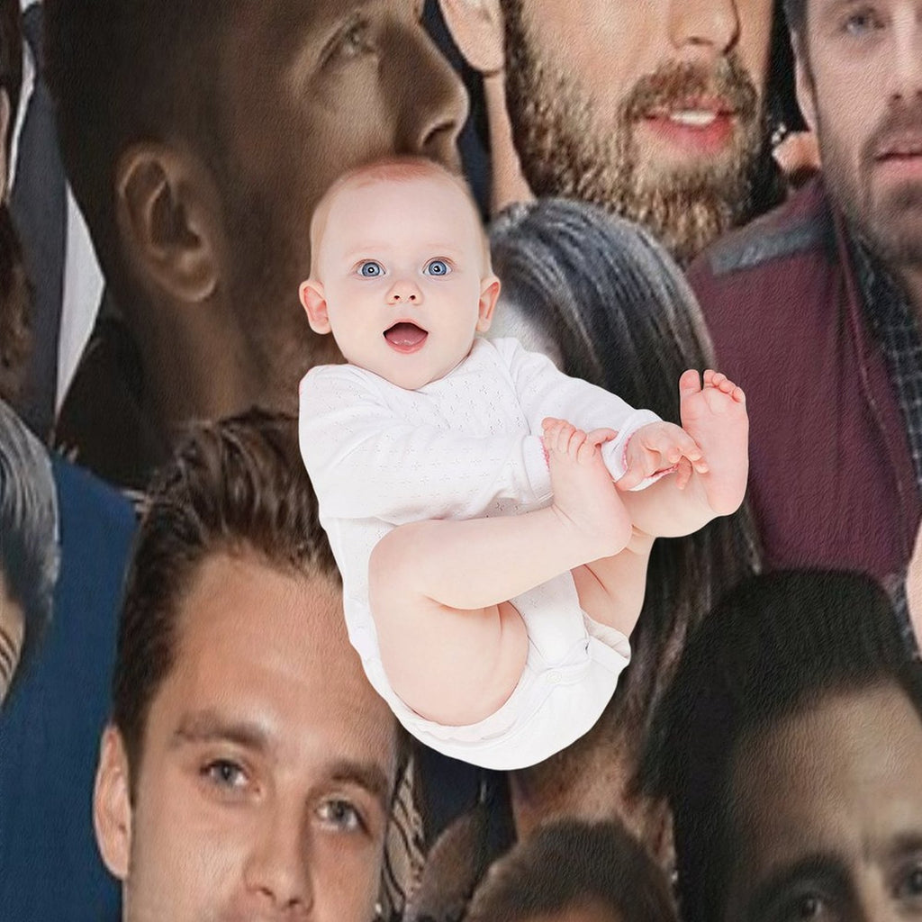 Sebastian Stan Photo Collage Handsome Guy Wrinkle-free Throw Blanket