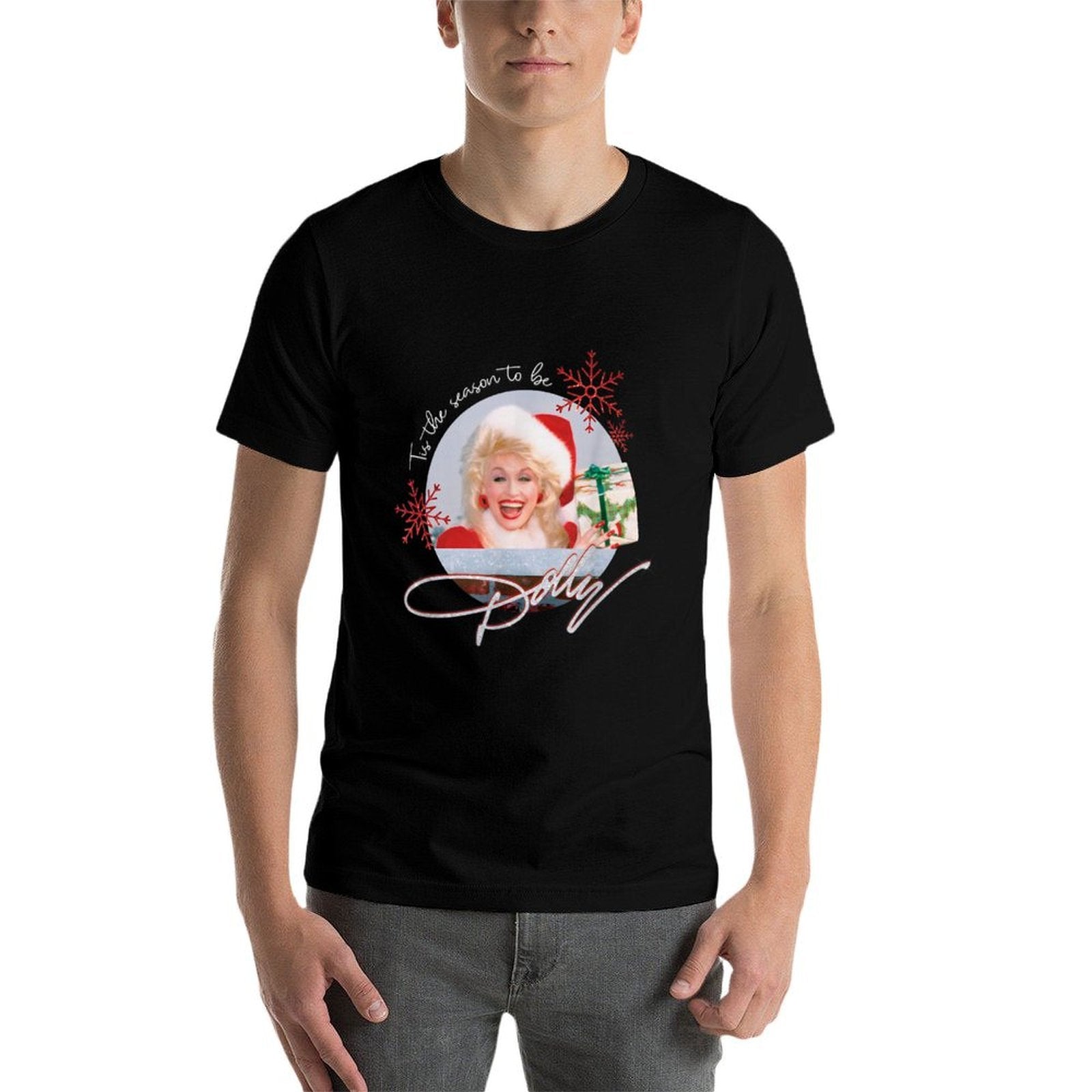 Tis The Season to Be Dolly Vintage  Ribbed Collar T-Shirt