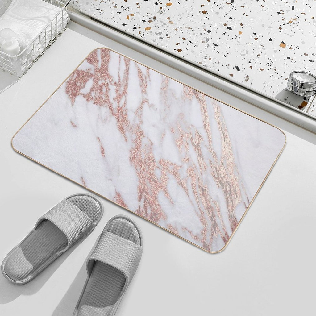 Blush Pink Rose Gold Marble  Odorless Bath Mat