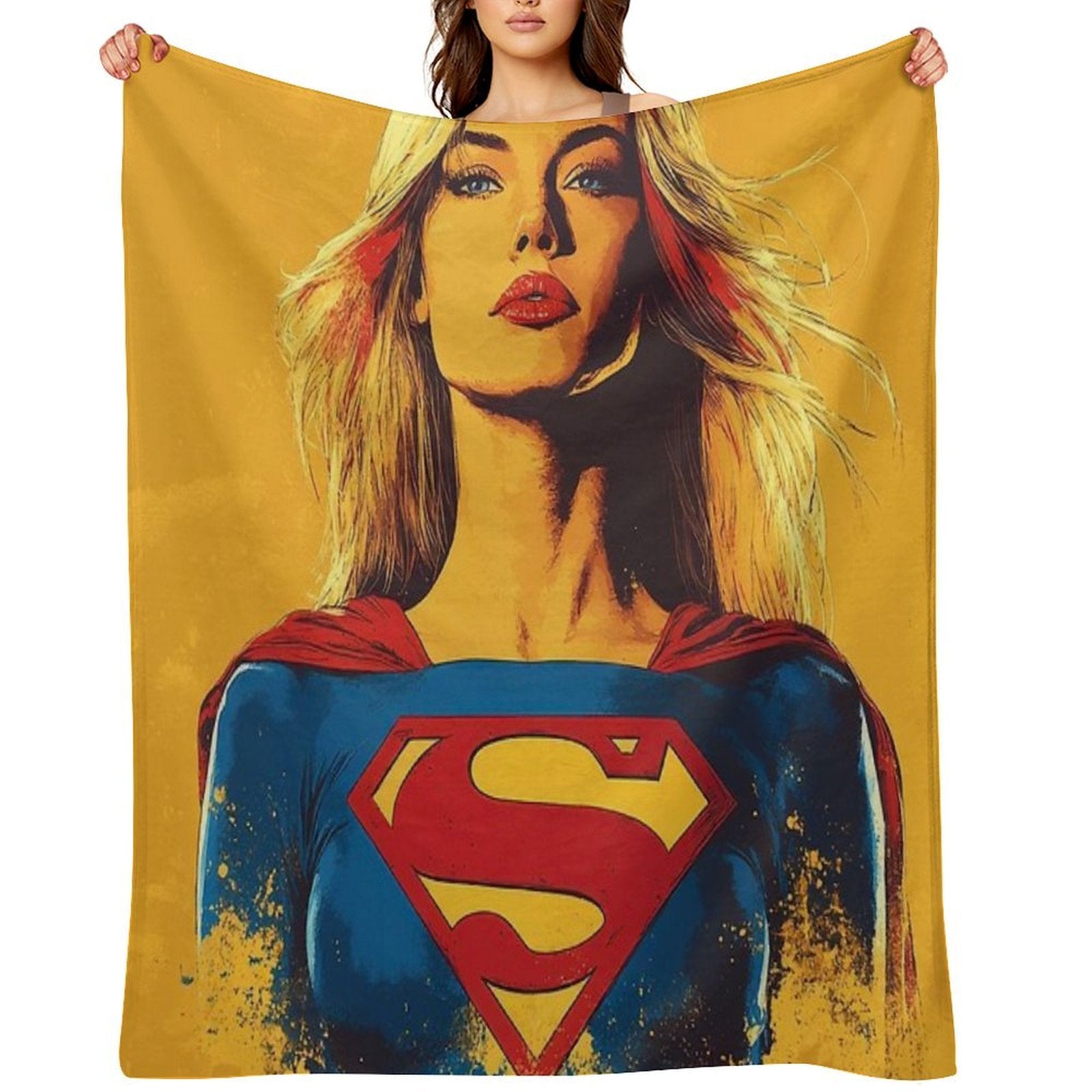 Supergirl in Vibrant Heroic Compact Throw Blanket